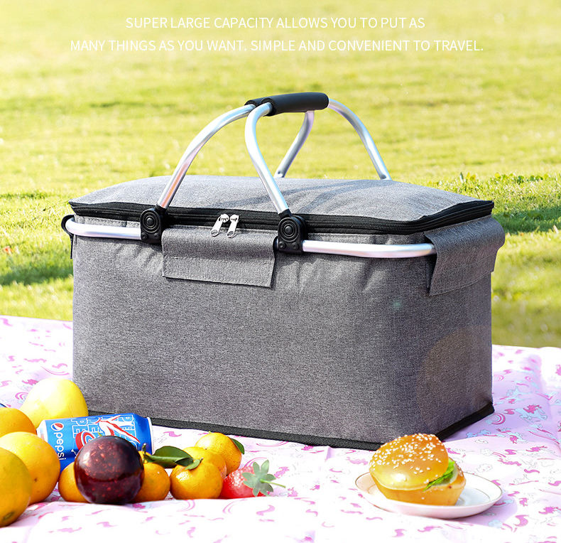 Benutzerdefiniertes Logo, wiederverwendbare, isolierte Kühltasche mit Logo, faltbare Kühltasche, Picknick-Kühlkorb mit Griff für Damen und Herren