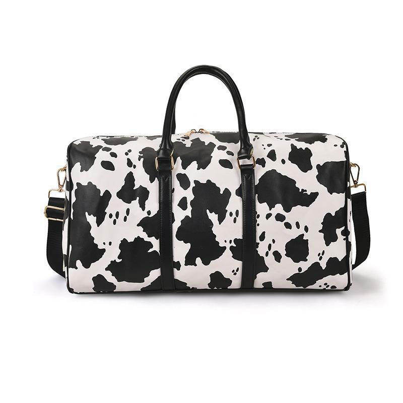 Trendy Leather Cow Pattern Overnight Handtaschen Wasserdicht Gym Sport Seesack Damen Outdoor Weekender Duffle Bag Reisetasche