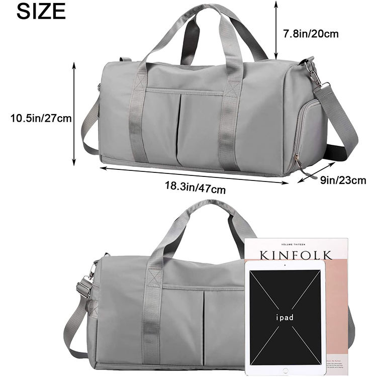 Travel Overnight Barrel Duffel Bag Schuhfach Wasserdichte schwarze Gym Sports Womens Duffle Bag