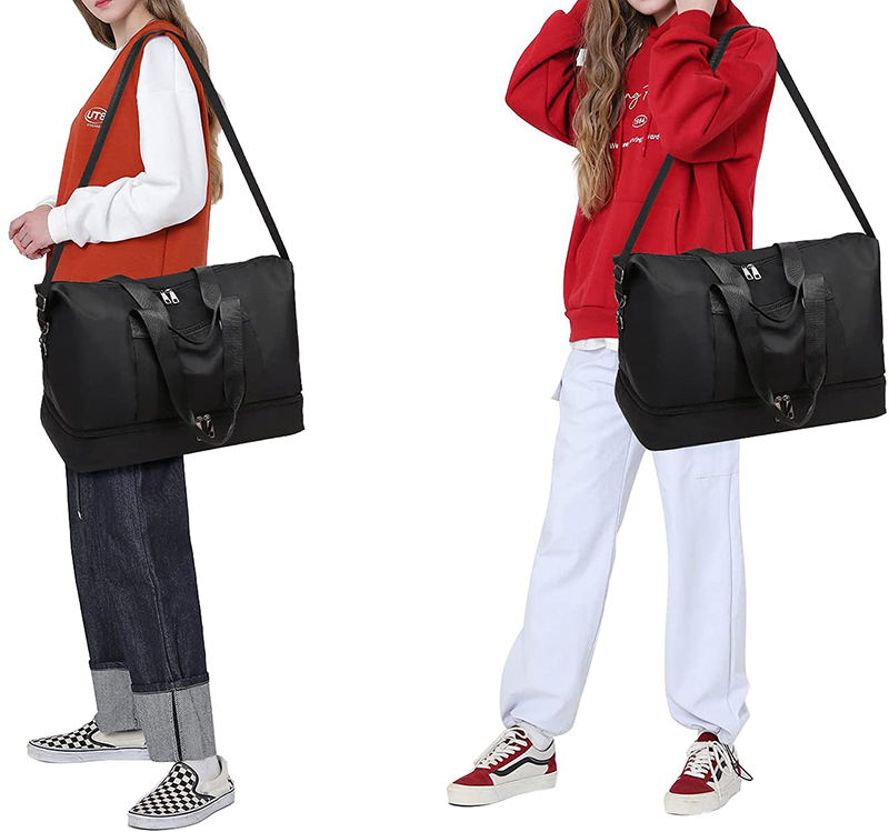 Reisetasche mit mehreren Taschen, zweilagig, Seesack, Fitness-Gymnastiktasche, rosa Seesack für Frauen mit Schuhfach, billige Fabrik
