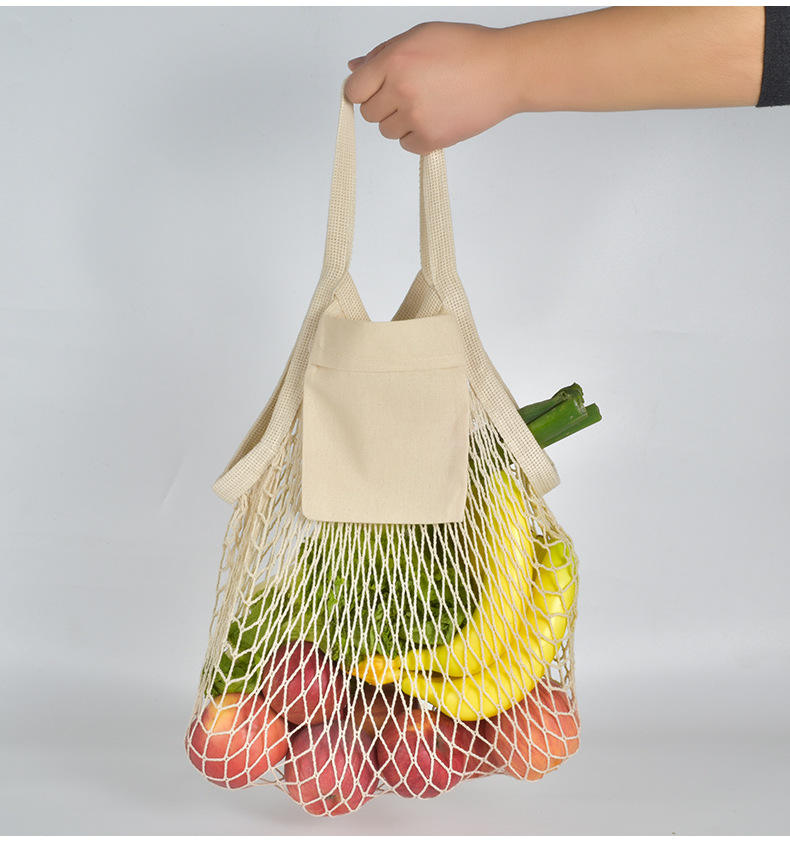 Wiederverwendbare Einkaufstasche aus Bio-Baumwolle Mesh-Wäschesack Gemüsenetzbeutel