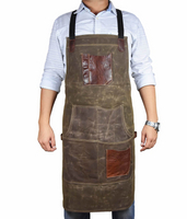 Schürze mit individuellem Utility-Logo, verstellbare, gekreuzte Rückengurte, Mehrzweck-Shop-Schürze mit Werkzeugtaschen