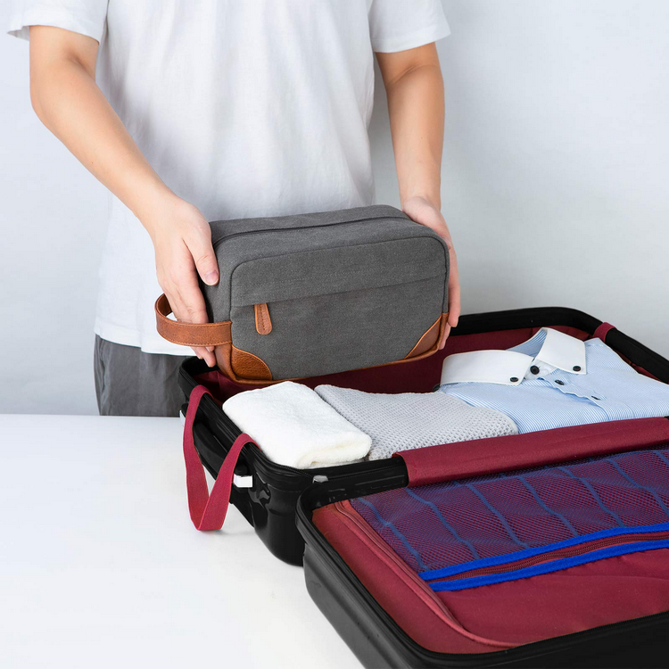 hochwertige strapazierfähige Kulturtasche aus Segeltuch für Herren, tragbare Reise-Kulturtasche zur Aufbewahrung von Rasierzubehör